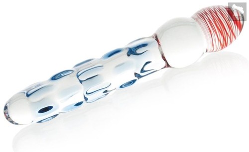 Стеклянный двусторонний фаллоимитатор с шишечками - 19 см, цвет прозрачный - Sexus