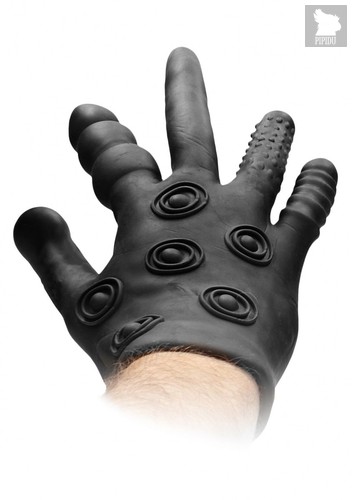 Черная стимулирующая перчатка Stimulation Glove, цвет черный - Shots Media