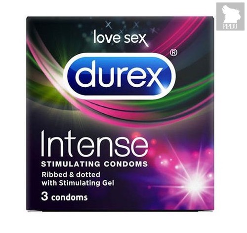 Рельефные презервативы со стимулирующей смазкой Durex Intense Orgasmic - 3 шт. - Durex