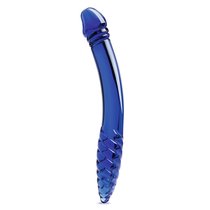 Синий двусторонний стеклянный стимулятор 11’’ Double-sided Glass Dildo For G-Spot P-Spot Stimulation - 28 см., цвет синий - Gläs