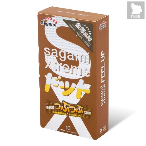 Презервативы Sagami Xtreme Feel Up с точечной текстурой и линиями прилегания - 10 шт., цвет прозрачный - Sagami