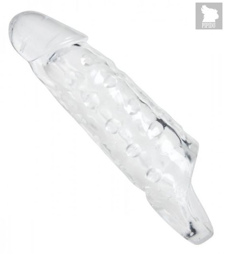 Увеличивающая насадка на пенис с кольцом для мошонки, цвет прозрачный - XR Brands
