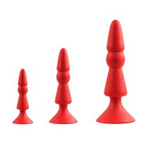 Набор из анальных пробок Menzstuff 3-Piece Anal Cone Set, цвет красный - Dream toys