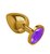 Анальная втулка Gold с Фиолетовым кристаллом большая, цвет золотой - МиФ