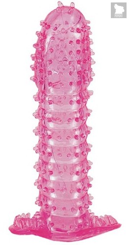 Гелевая розовая насадка с шипами - 12 см, цвет розовый - Toyfa