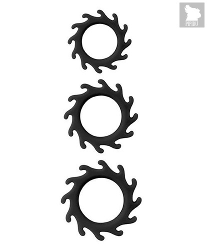 Набор из 3 эрекционных колец MENZSTUFF BUZZ SAW COCK RING SET, цвет черный - Dream toys
