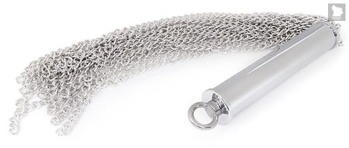 Серебристая металлическая плеть с рукоятью-втулкой - 56 см. - Bioritm