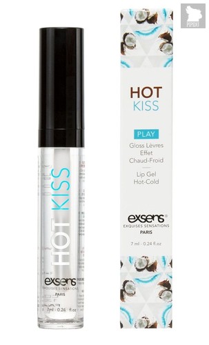 Блеск для губ Hot Kiss Coconut с ароматом кокоса - 7 мл. - exsens