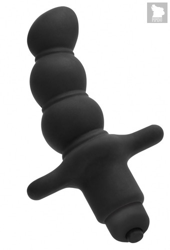 Черный анальный вибростимулятор N 53 Anal Finger Stimulator - 16,5 см., цвет черный - Shots Media