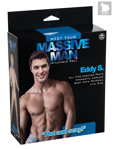 Надувной белокожий секс-мужчина с фаллосом MASSIVE MAN EDDY S. LOVE DOLL, цвет телесный - Nanma (NMC)