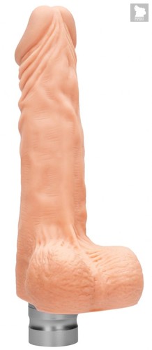 Телесный вибратор Vibrating Dildo With Balls - 20 см., цвет телесный - Shots Media