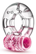 Розовое эрекционное виброкольцо Arouser Vibrating C-Ring, цвет розовый - Blush Novelties