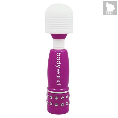 Фиолетово-белый жезловый мини-вибратор с кристаллами Mini Massager Neon Edition, цвет белый/фиолетовый - Bodywand