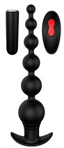 Черный анальный вибромассажер REMOTE GRADUATING BEADS - 20,7 см., цвет черный - Dream toys