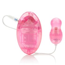 Розовая вибропулька с пультом-кристаллом и светодиодами Lighted Shimmers LED Bliss Teasers, цвет розовый - California Exotic Novelties
