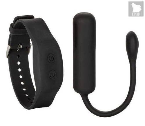 Черное виброяйцо с браслетом-пультом Wristband Remote Petite Bullet, цвет черный - California Exotic Novelties
