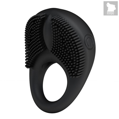 Вибрирующее эрекционное кольцо с щетинками, цвет черный - Baile