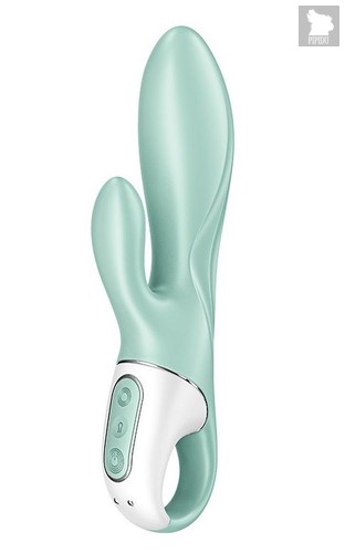 Зеленый вибратор-кролик Satisfyer Air Pump Bunny 5+ с функцией расширения - 20,4 см., цвет зеленый - Satisfyer