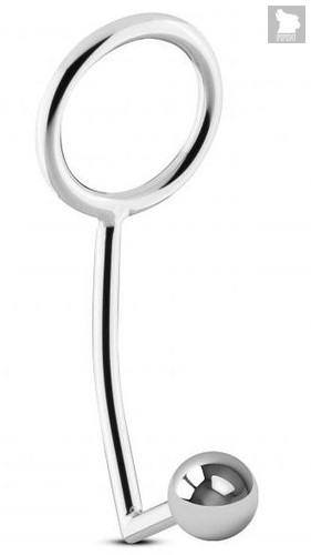 Серебристое эрекционное кольцо с анальной пробкой Sinner Metal Cock Ring With Anal Plug Size S - EDC Wholesale