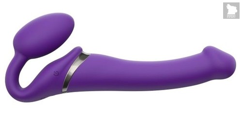 Фиолетовый безремневой вибрострапон Silicone Bendable Strap-On - size M, цвет фиолетовый - Strap-on-me