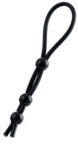 Черное лассо на пенис с тремя бусинами, цвет черный - Toyfa