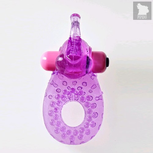 Фиолетовое эрекционное кольцо с вибрацией и коготком для стимуляции клитора, цвет фиолетовый - SEXTOY