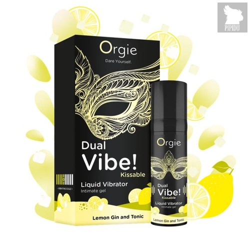 Съедобный жидкий вибратор Dual Vibe! со вкусом лимонного джина с тоником - 15 мл. - Orgie