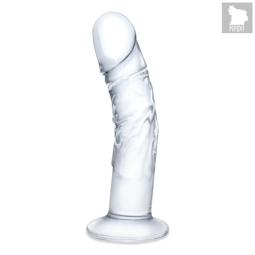 Стеклянный фаллоимитатор из стекла 7’’ Curved Realistic Glass Dildo With Veins - 15,9 см., цвет прозрачный - Gläs