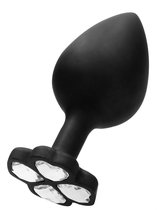 Черная анальная пробка с прозрачным кристаллом-клевером Lucky Diamond Butt Plug - 9,6 см., цвет черный - Shots Media