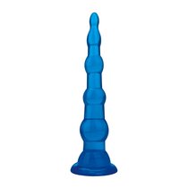 Голубая анальная елочка на присоске Anal Beads With Suction Base - 17,1 см., цвет голубой - Blue Line