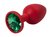 Красная силиконовая анальная пробка с зеленым стразом - 6,8 см., цвет зеленый - Vandersex