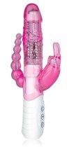 Розовый вибратор хай-тек для тройной стимуляции - 26 см., цвет розовый - Erotic Fantasy