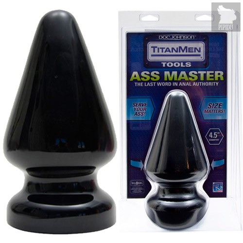 Огромный плуг Titanmen Tools Butt Plug 4.5 Diameter Ass Master - 23,1 см, цвет черный - Doc Johnson