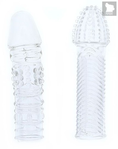 Комплект из 2 прозрачных насадок на пенис PENIS EXTENDER PACK, цвет прозрачный - Dream toys