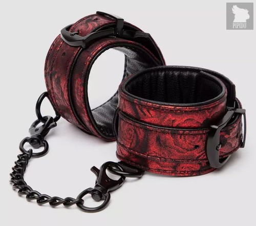 Красно-черные наручники Reversible Faux Leather Wrist Cuffs, цвет красный - Lovehoney