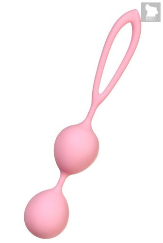 Розовые силиконовые вагинальные шарики с ограничителем-петелькой, цвет розовый - Toyfa