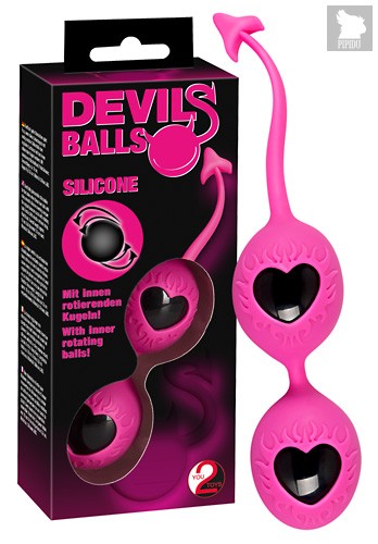 Вагинальные шарики в силиконовой оболочке Devils Balls, цвет розовый - ORION