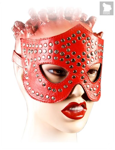 маска-очки с фурнитурой в виде заклепок, цвет красный - Подиум