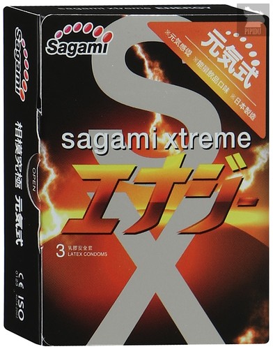Презервативы Sagami Xtreme ENERGY с ароматом энергетика - 3 шт. - Sagami