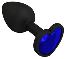 Черная силиконовая пробка с синим кристаллом - 7,3 см., цвет синий - МиФ