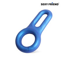 Голубое эрекционное кольцо с петлёй, цвет голубой - Sexy friend