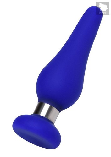 Синяя силиконовая анальная втулка с ограничителем - 11,5 см, цвет синий - Toyfa
