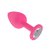 Анальная втулка силиконовая розовая с прозрачным кристаллом маленькая, цвет розовый - МиФ
