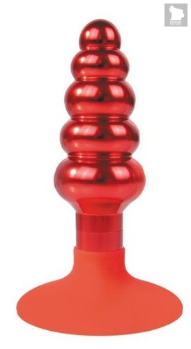 Красная анальная пробка-елочка с круглым ограничителем - 10 см., цвет красный - Bioritm