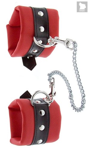 Красно-чёрные наручники на металлической цепочке, цвет красный/черный - Blush Novelties