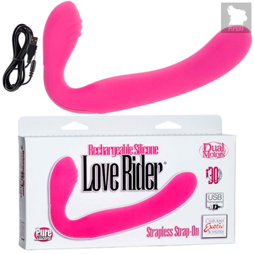 Страпон Rechargeable Silicone Love Rider - Strapless Strap-On перезаряжаемый, цвет розовый - California Exotic Novelties