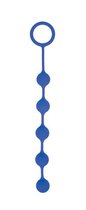 Синяя анальная цепочка с кольцом-ограничителем - 23 см., цвет синий - Bioritm