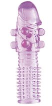 Гелевая фиолетовая насадка с шариками и шипами - 14 см, цвет фиолетовый - Toyfa