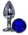 Металлическая анальная втулка с синим кристаллом - 7,2 см., цвет синий - Oyo