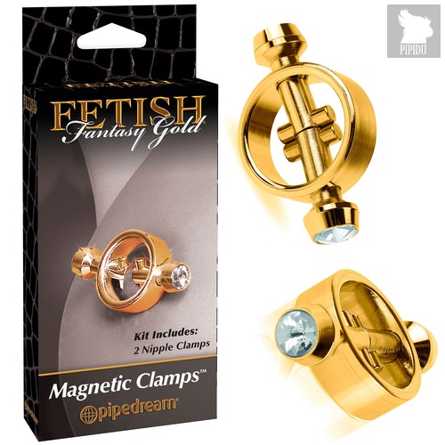 Зажимы на соски Fetish Fantasy Gold Magnetic Clamps на магните, цвет золотой - Pipedream